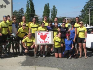 Some of the group of riders at the completion of the Young to Jugiong leg